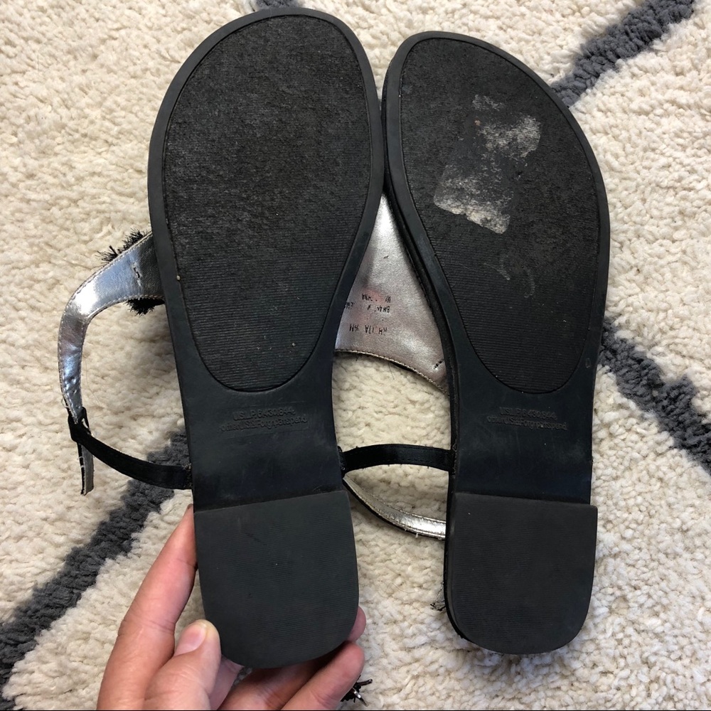 Satin sandals black size 7.5 floral cutouts - Picture 2 of 3